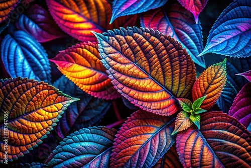 Wallpaper Mural Vibrant Pop Art Leaves in Low Light:  Bold Colors & Dramatic Shadows Torontodigital.ca