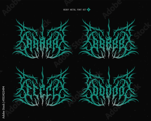 Vector font set with sharp and spiky edges. Alphabet for creating lettering compositions with a true heavy-metal vibe.