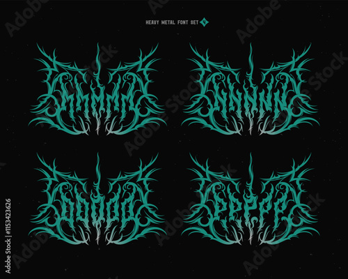 Vector font set with sharp and spiky edges. Alphabet for creating lettering compositions with a true heavy-metal vibe.