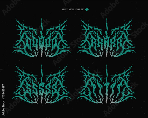 Vector font set with sharp and spiky edges. Alphabet for creating lettering compositions with a true heavy-metal vibe.