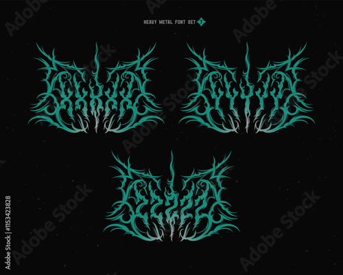 Vector font set with sharp and spiky edges. Alphabet for creating lettering compositions with a true heavy-metal vibe.