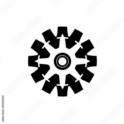 a black and white circular logo