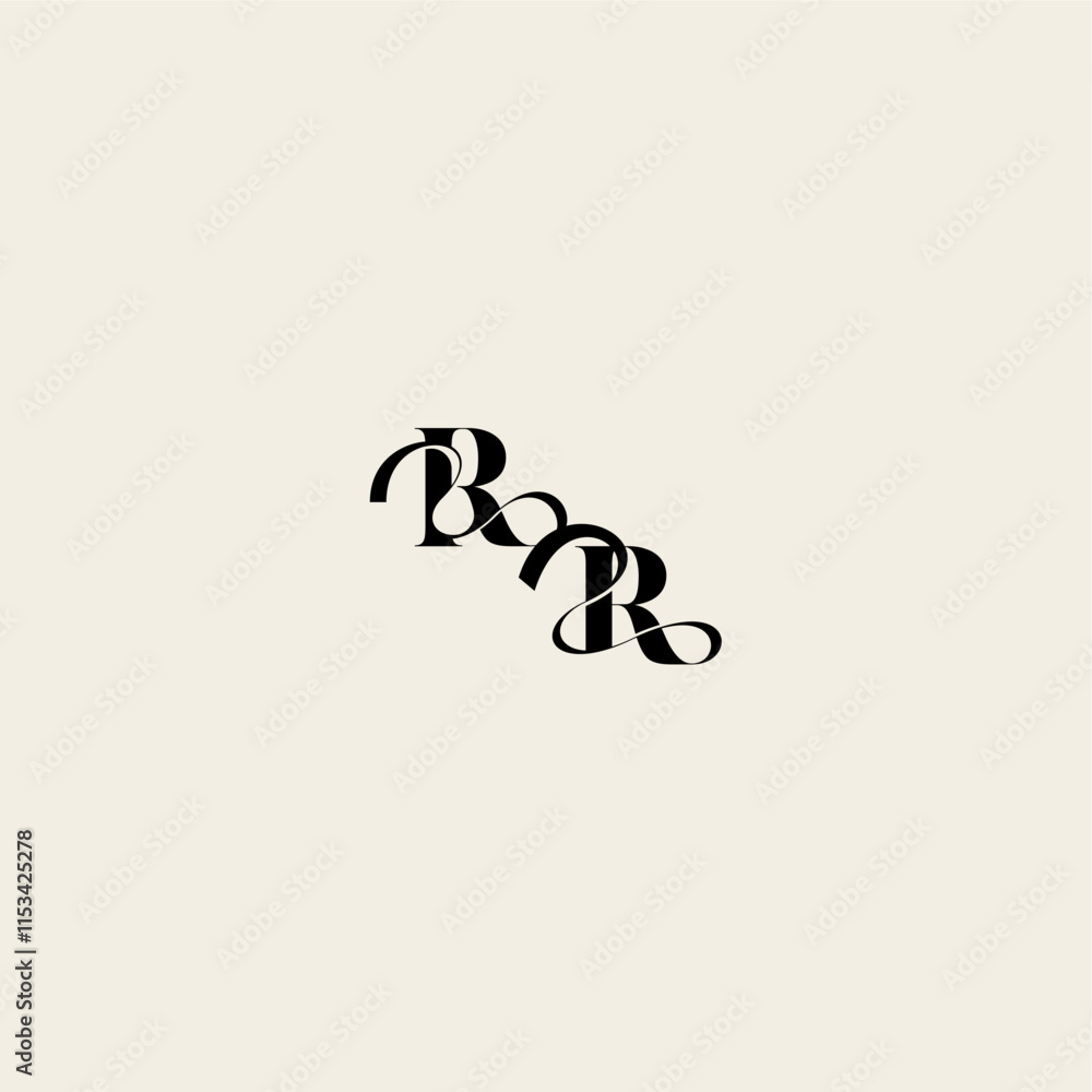 bold and hairline initial wedding monogram elegant RR fancy curve logo letter
