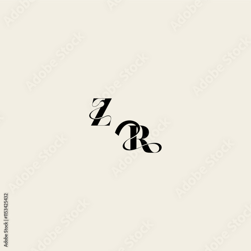 bold and hairline initial wedding monogram elegant RZ fancy curve logo letter