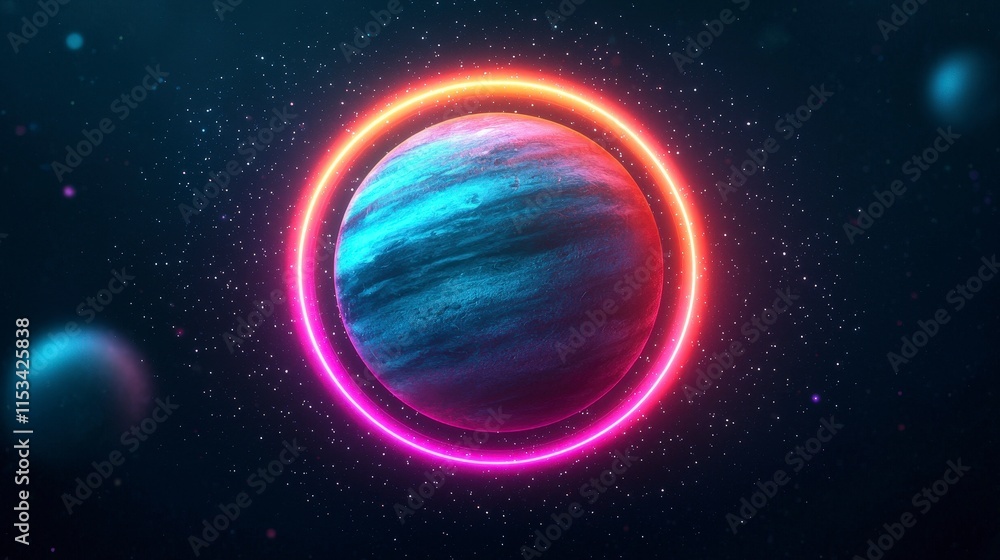 Fototapeta premium Cosmic Planet Glowing Nebula Space Art Sci Fi Background