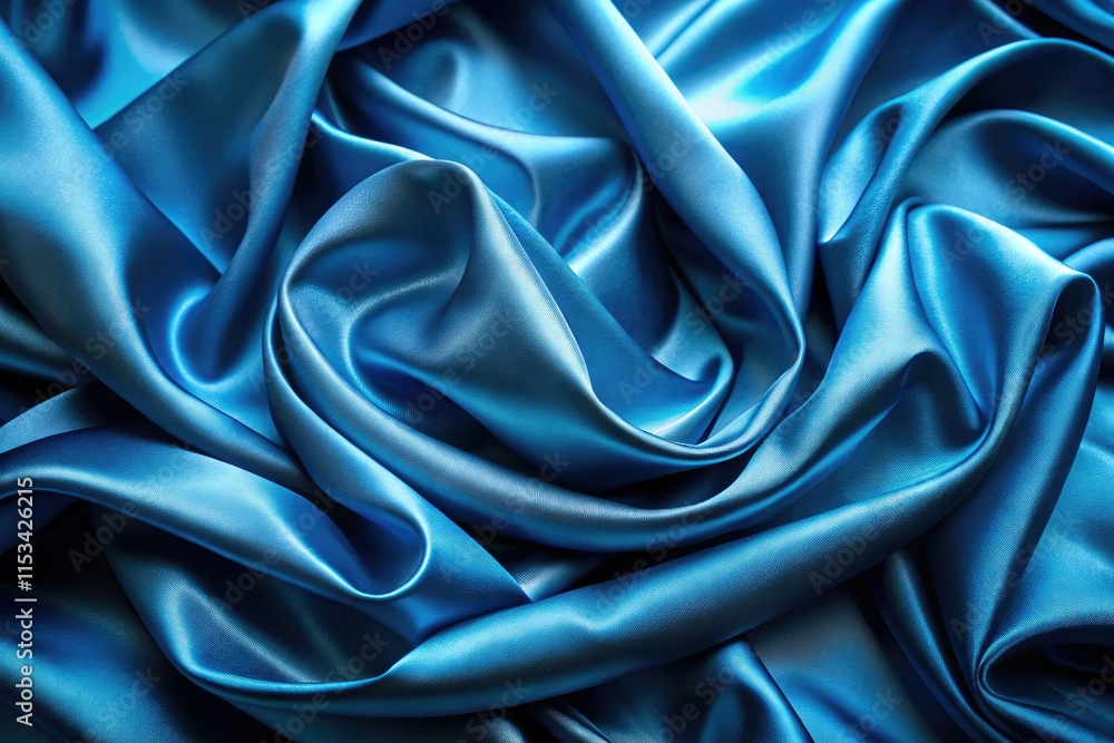 Fototapeta premium Shimmering blue silk satin: an elegant, luxurious abstract backdrop.