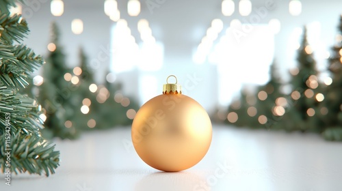 Gold Christmas Ornament  Festive Xmas Bauble  Holiday Decoration  Winter Season  Shiny Sph photo