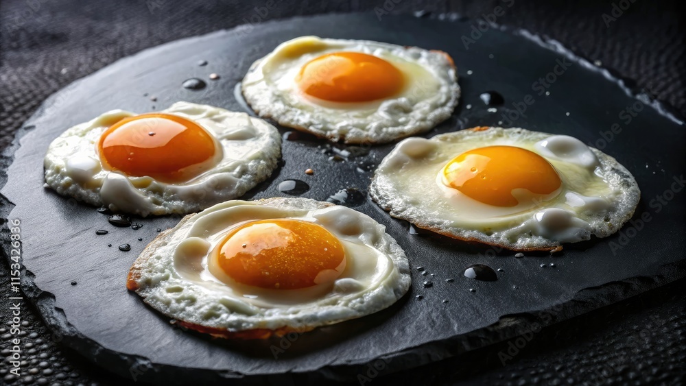 Sizzling 4K animation: dynamic white fried eggs pop against a stark black background, ideal for breakfast cooking videos. Sizzling 4K animation: dynamic white fried eggs pop against a stark black background, ideal for breakfast cooking videos.