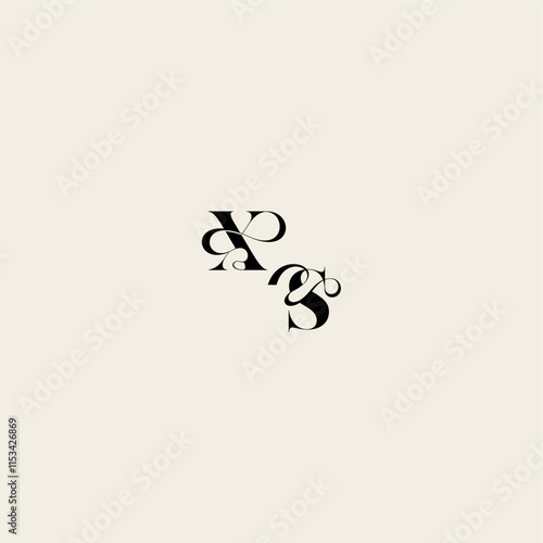 bold and hairline initial wedding monogram elegant SX fancy curve logo letter