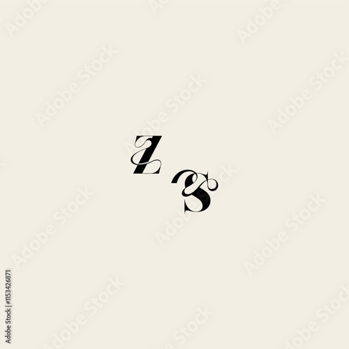 bold and hairline initial wedding monogram elegant SZ fancy curve logo letter