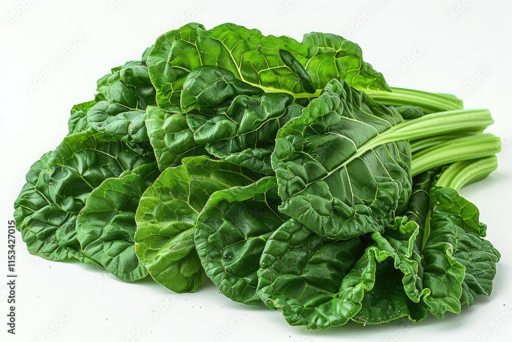 Fototapeta premium Swiss chard with a leaf cut out on a white background