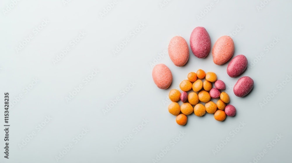 Colorful Chocolate Candy Eggs Arranged in a Creative Pattern on a Pale Background for Spring Celebrations and Festive Gatherings, Perfect for Seasonal Decor Colorful Chocolate Candy Eggs Arranged in a Creative Pattern on a Pale Background for Spring Celebrations and Festive Gatherings, Perfect for Seasonal Decor