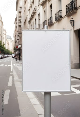 A white poster mokup displayed on a shopping mall