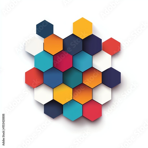 Free Download A vibrant arrangement of hexagonal shapes in various colors, creating a striking geometric pattern. - GFXLoad