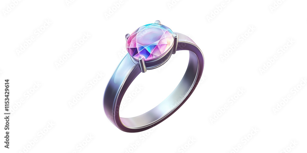 Colorful gemstone silver ring isolated on transparent background Colorful gemstone silver ring isolated on transparent background