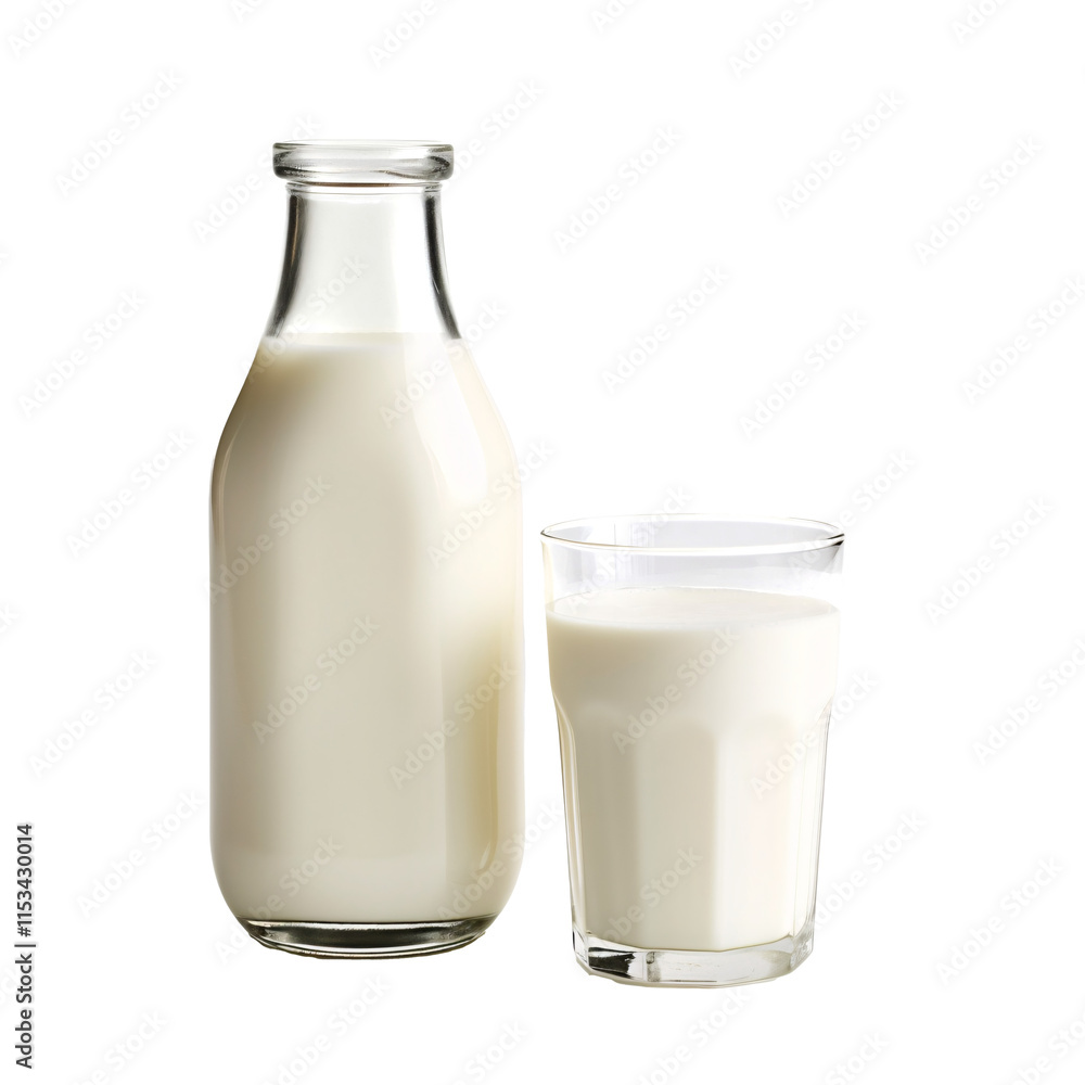 a bottle and glass of milk a bottle and glass of milk
