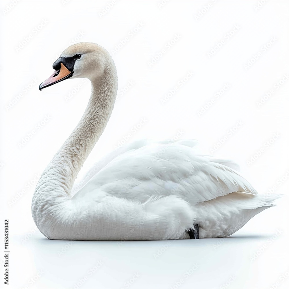 A drawing of a swan featured on a white background. A drawing of a swan featured on a white background.