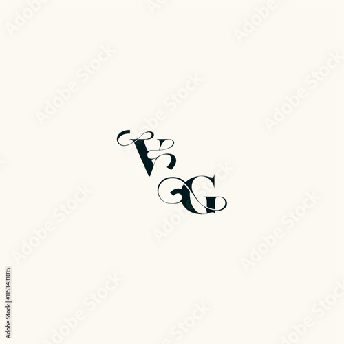 fancy curve logo bold and hairline initial letter wedding monogram elegant GV