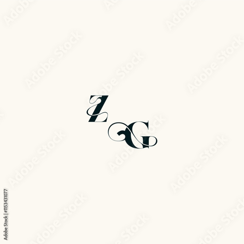 fancy curve logo bold and hairline initial letter wedding monogram elegant GZ