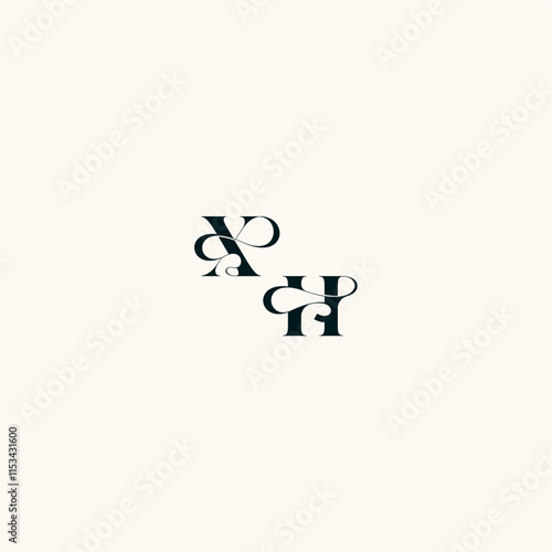fancy curve logo bold and hairline initial letter wedding monogram elegant HX
