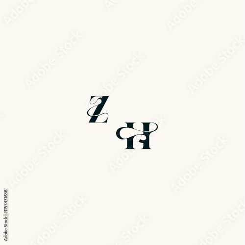 fancy curve logo bold and hairline initial letter wedding monogram elegant HZ