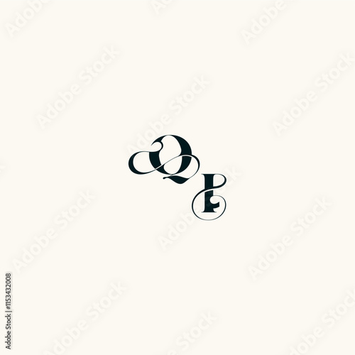 fancy curve logo bold and hairline initial letter wedding monogram elegant IQ