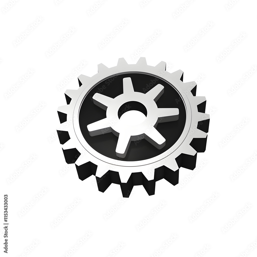 a black and white gear with a white star a black and white gear with a white star
