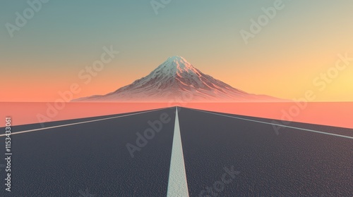 Scenic Highway Journey  Mountain Road Sunset Landscape
