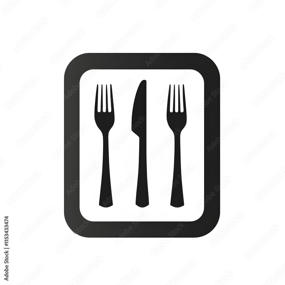 a black and white sign with a fork and knife a black and white sign with a fork and knife