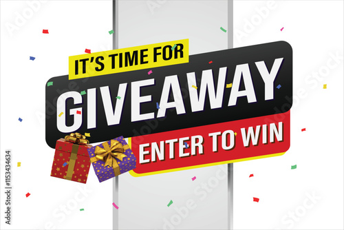 giveaway enter and win word vector gift box surprise style for social media landing page, template, ui, web, mobile app, poster, banner, flyer, background, gift card, coupon, label, wallpaper

