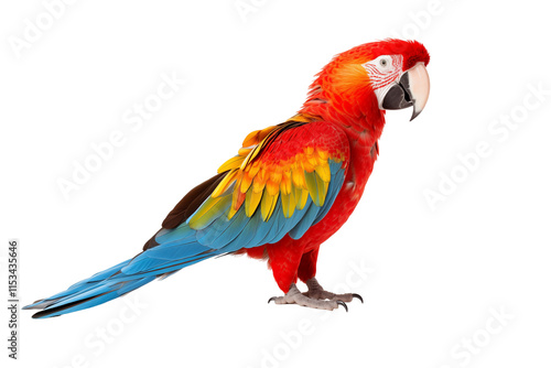 Vibrant Tropical Parrot Isolated on Transparent Background - Colorful Illustration with Precise Details for Design, Creative Projects, and Exotic Decorations - Perfect for Art, Advertising. Png cut.