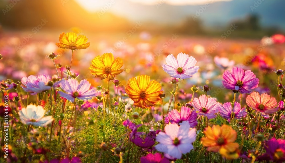 Fototapeta premium A flower blooming in a vibrant, colorful field