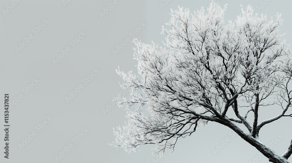 Minimalist Winter Tree Silhouette Against Light Sky for Artistic Expression Minimalist Winter Tree Silhouette Against Light Sky for Artistic Expression