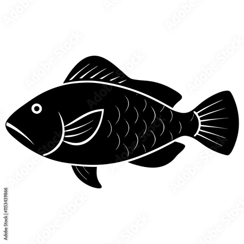 Parrot fish Silhouette On White Background