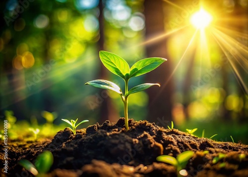 Wallpaper Mural Early Morning Forest Sprout: Macro Photography of New Life and Vibrant Green Growth Torontodigital.ca