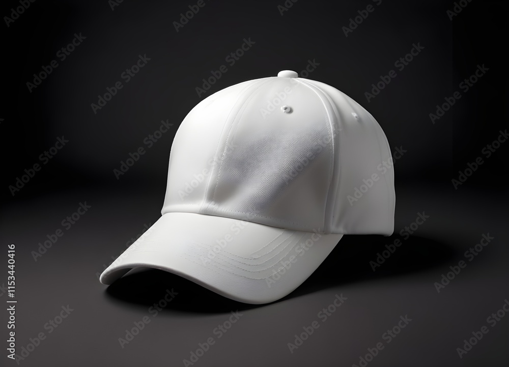 Fototapeta premium plain blank A white baseball cap against a dark background