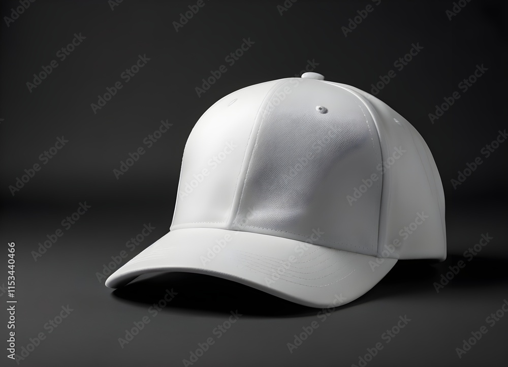 Fototapeta premium plain blank A white baseball cap against a dark background