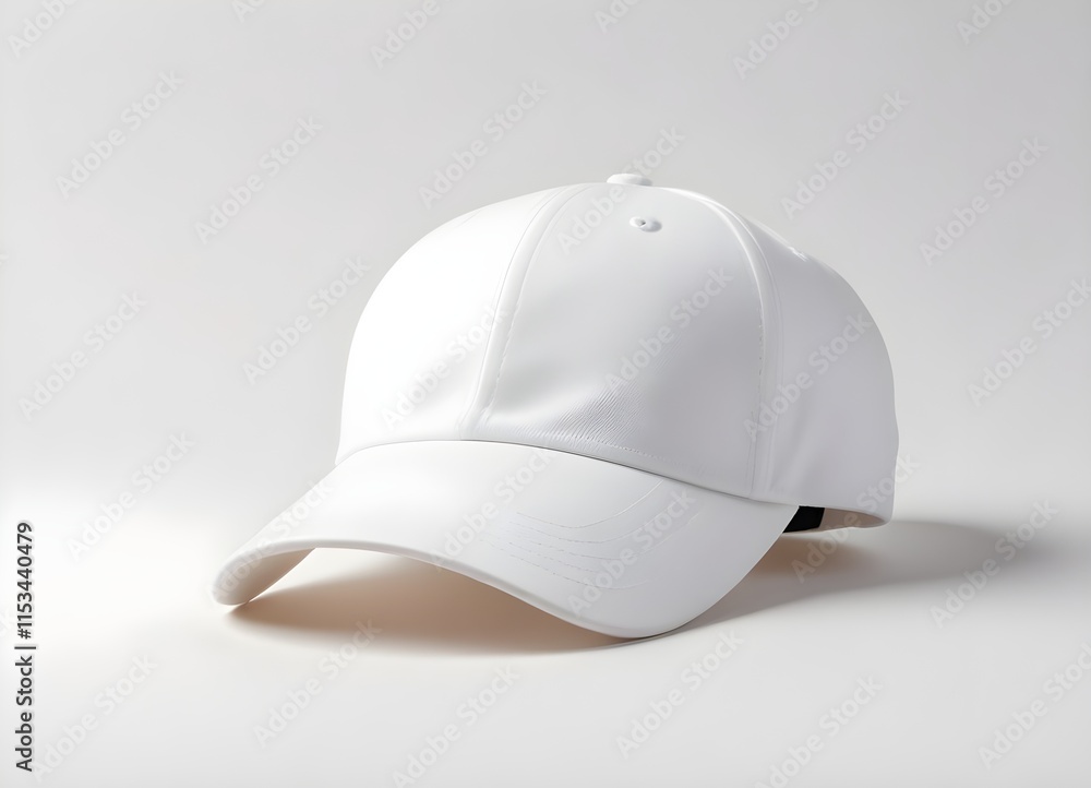 plain blank A white baseball cap against a bright background plain blank A white baseball cap against a bright background