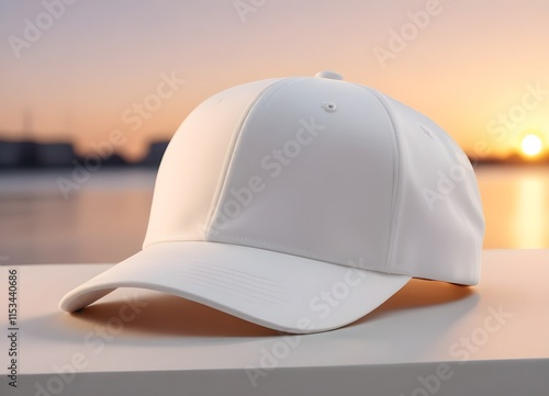 Wallpaper Mural plain blank A white baseball cap against a sunset background Torontodigital.ca