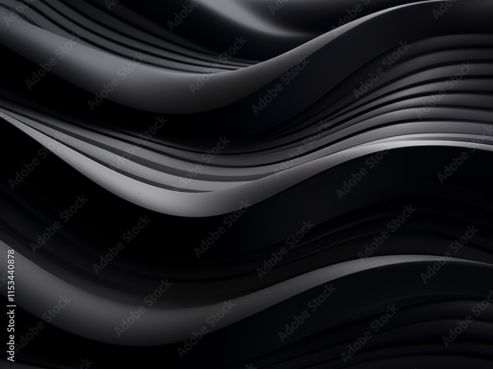 3D rendered black waves forming an abstract background with smooth and flowing visual elements 3D rendered black waves forming an abstract background with smooth and flowing visual elements