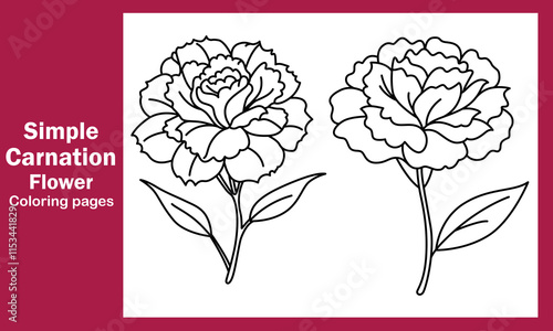 "Simple Carnation Flower Coloring Pages: Lovely and Easy Designs for Relaxation and Creativity"