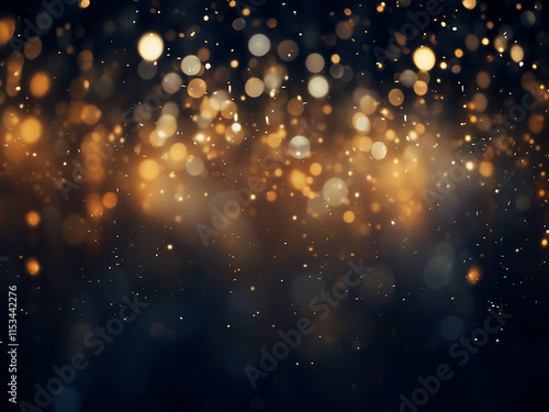 Abstract dark background with blurred glitter lights creating a glowing effect photo