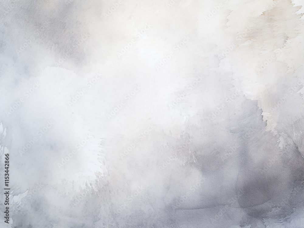 Fototapeta premium Abstract gray watercolor background with textured hand-painted strokes in soft gray tones
