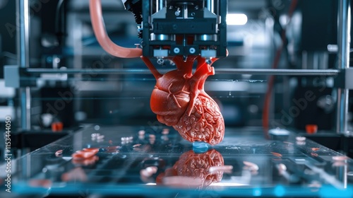 A 3D printer creating a fully functional human organ, illustrating the future of medical advancements and bioprinting