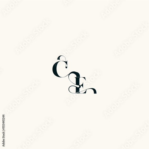 fancy curve logo EC wedding monogram elegant bold and hairline initial letter