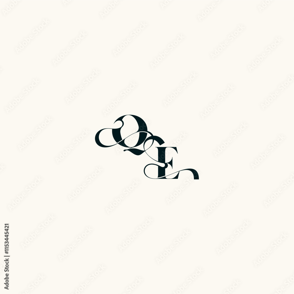 fancy curve logo EQ wedding monogram elegant bold and hairline initial letter fancy curve logo EQ wedding monogram elegant bold and hairline initial letter