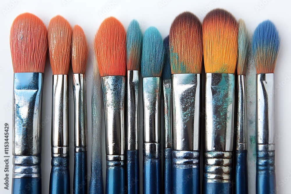 Fototapeta premium A Collection Of Well Used Paint Brushes