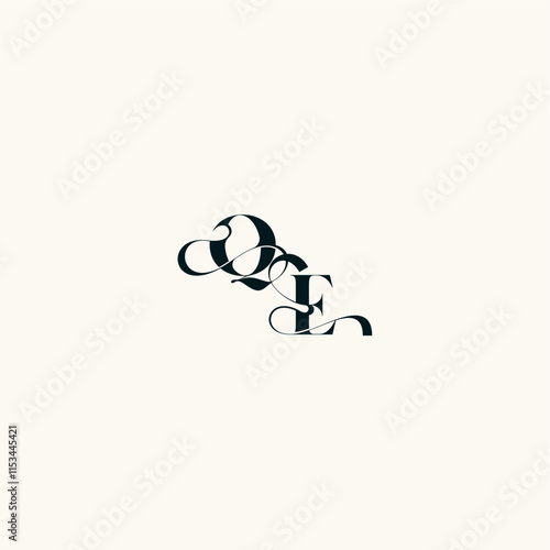 fancy curve logo EQ wedding monogram elegant bold and hairline initial letter