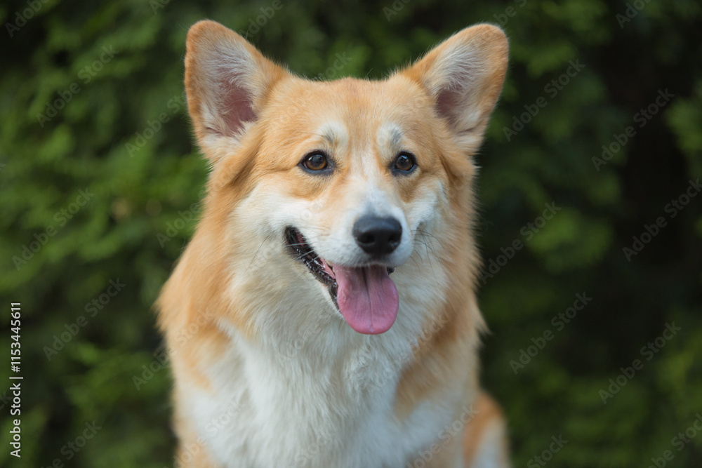 Pembroke Welsh Corgi running on green grass Pembroke Welsh Corgi running on green grass