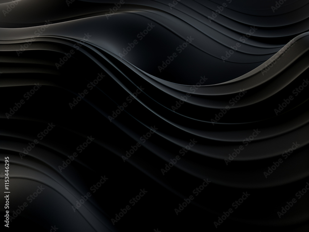 Dark wavy surface with abstract texture in black 3d rendering Dark wavy surface with abstract texture in black 3d rendering